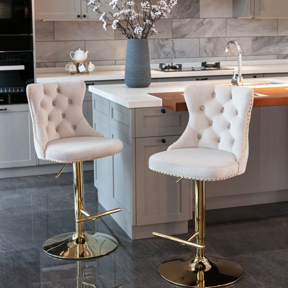 American Design - Adjustable Height Flexibility - Home Bar Enjoyment - Stable Set of 2 Barstools