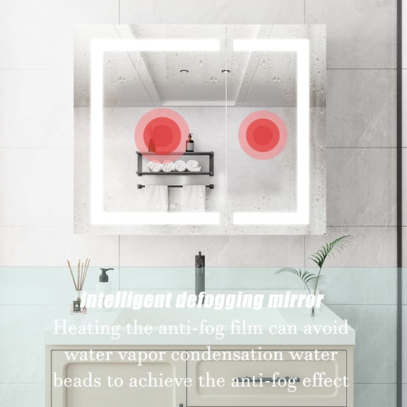 American Design, Recessed Mount - Touch Switch for Main Light & Anti - Fog - Bathroom Installation - Easy Operation