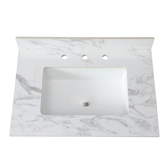 American Design Sintered Stone Bathroom Countertop / Coordinate with Light and Dark Cabinetry