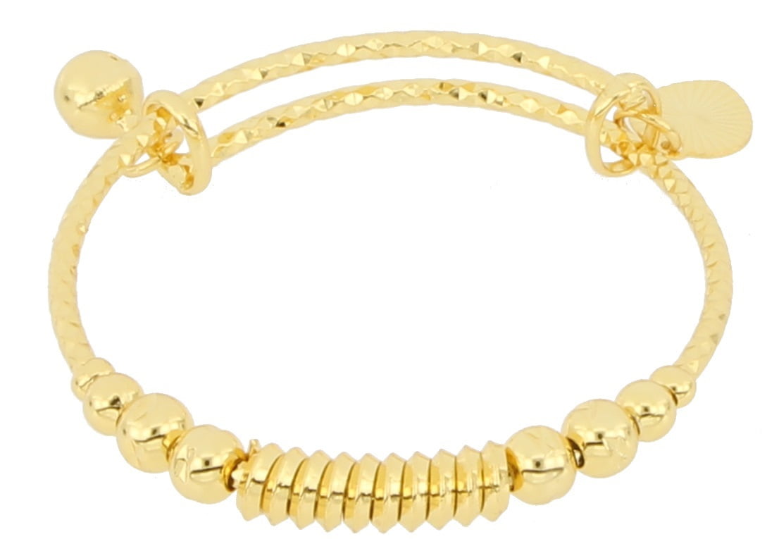 White Gold Adjustable Bangle Bracelets with embossed hearts, white gold  children's bangle bracelet