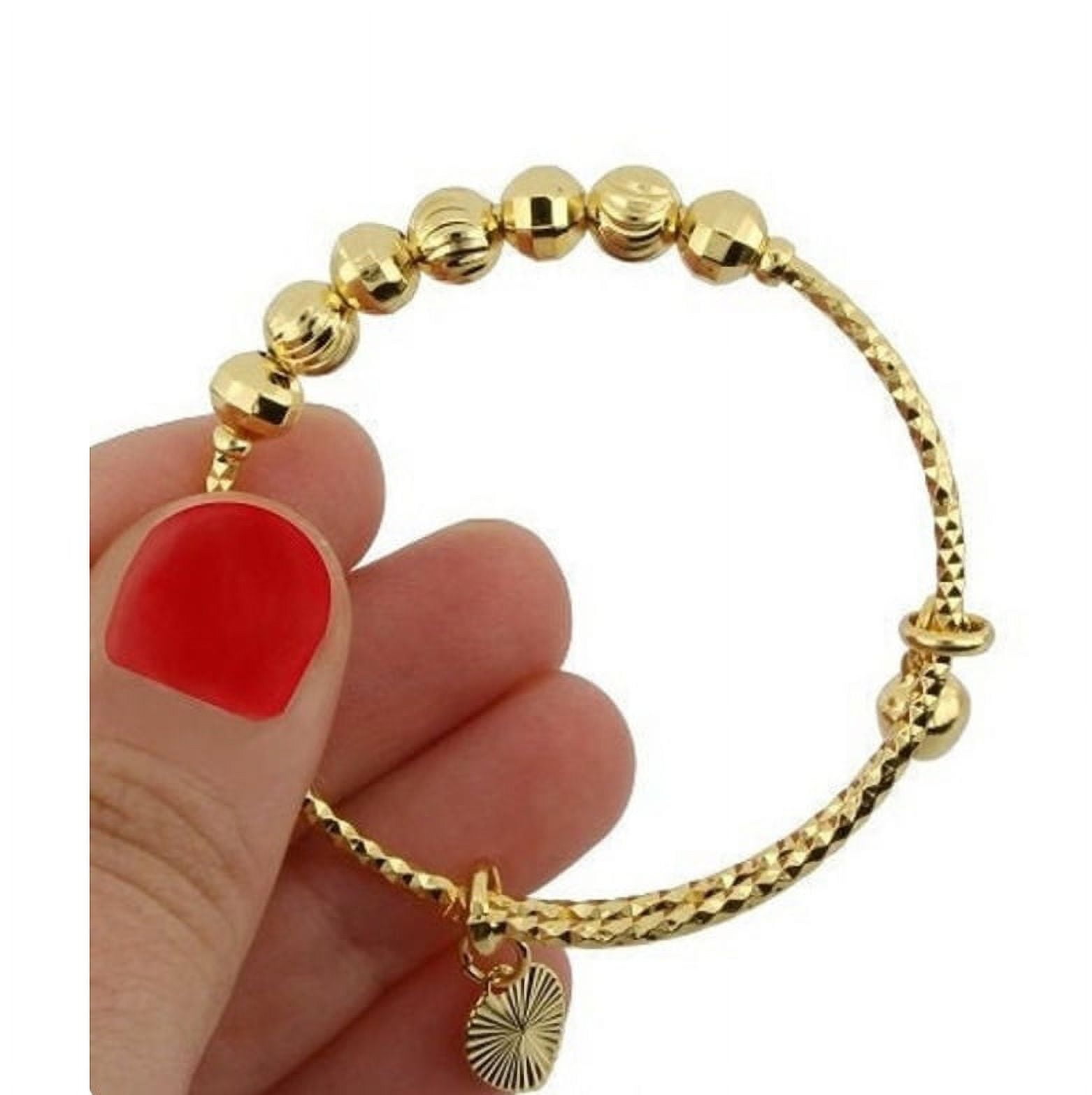 AMERICAN DESIGNS 14K Gold-Plated Bangle Bracelet Expandable Adjustable Baby Kids Jewelry