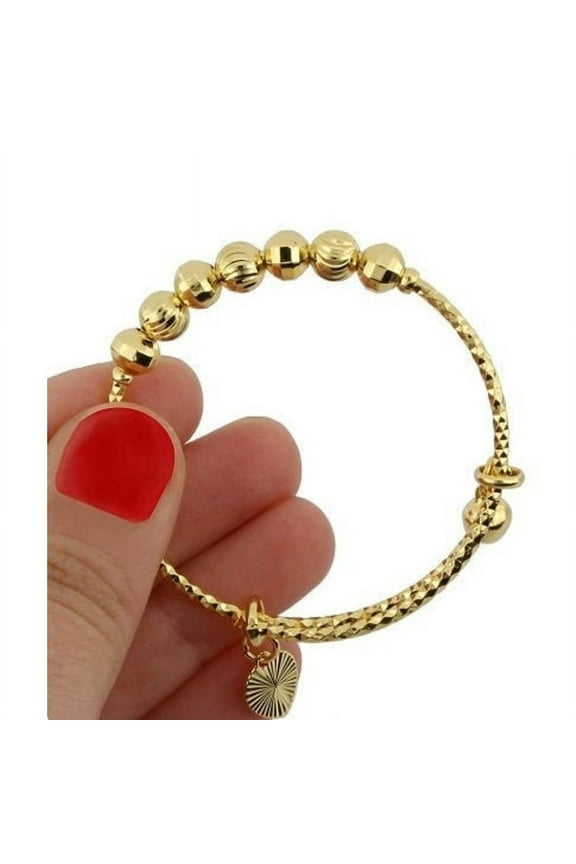 14K Gold-Plated Bangle Bracelet Expandable Adjustable Baby Kids Jewelry