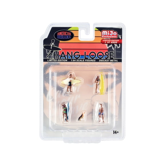 Hang Loose Figurine 5 pc. Set, Asstd - American Diorama AD-76500MJ - 1/64 Scale Figurine - Diorama Accessory