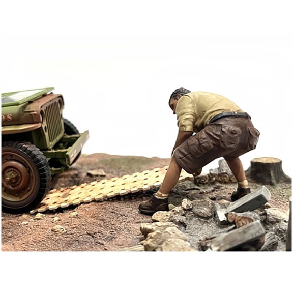 American Diorama AD18012 1 to 18 Scale 4 x 4 Mechanic Figure 2 with Board Accessory for Model Cars