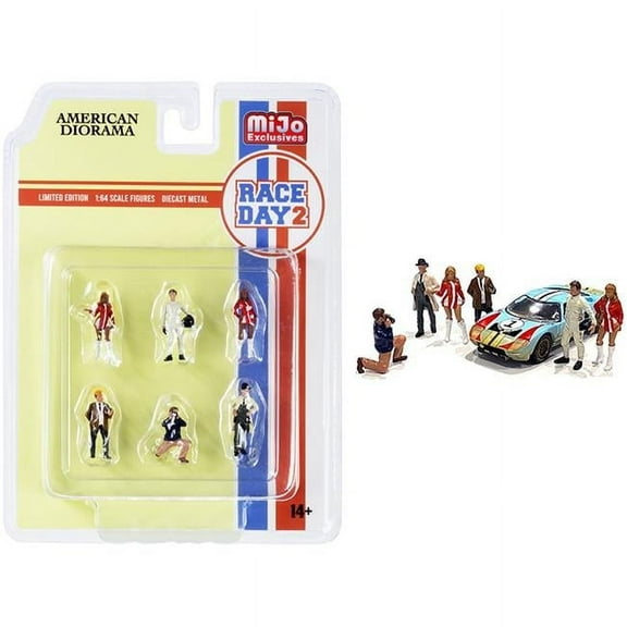 American Diorama AD76472 0.5 x 1 in. 1-64 Scale Race Day 2 Diecast Figurine Set Model, 6 Piece