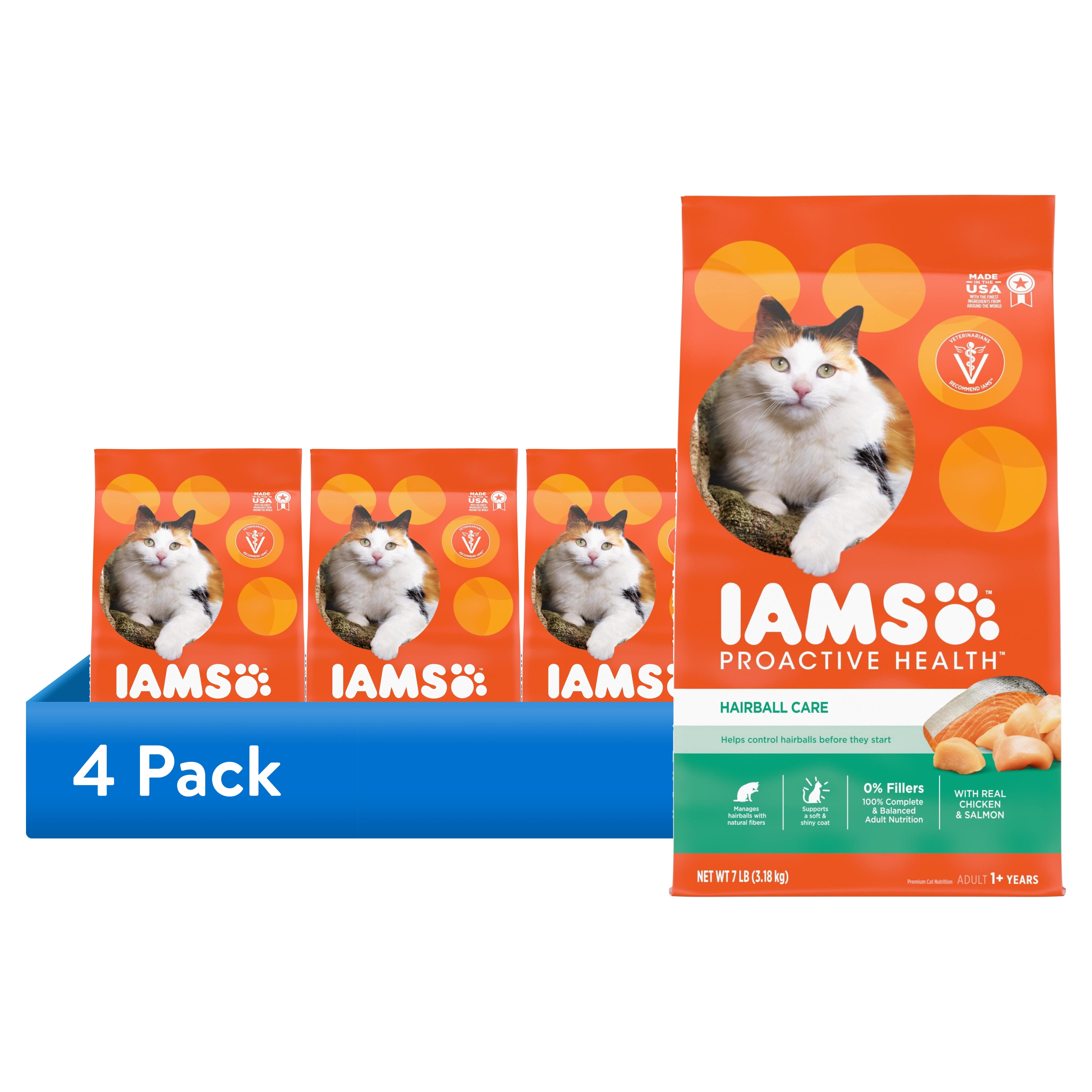 (4 pack) Iams Proactive Health Chicken And Salmon Dry Cat Food, 7 Lb Bag
