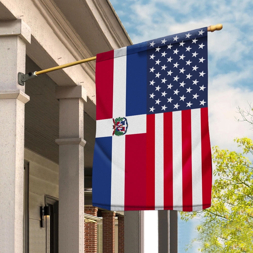 American Dominica Flag Dominican Friendship U.S.A Memorial Day Patriotic For Garden Flag, Double-Sided Decorative Outdoor Flag, Patriotic Polyester Yard Flag 12 x 18 in