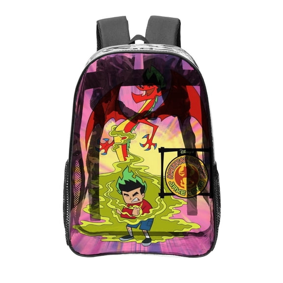 American Dragon Jake Long-theme Clear Backpack Heavy Duty Transparent Bag See Through Bookbag for Work, Sport, College, Travel12.2“X16.9"(31X43cm)