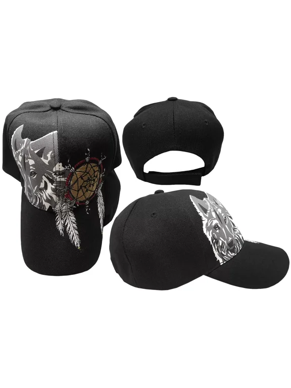American Dreamcatcher Wolf Shadow Embroidered Cap Hat