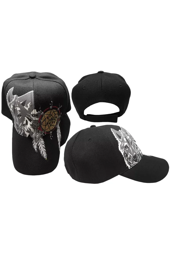 American Dreamcatcher Wolf Shadow Embroidered Cap Hat