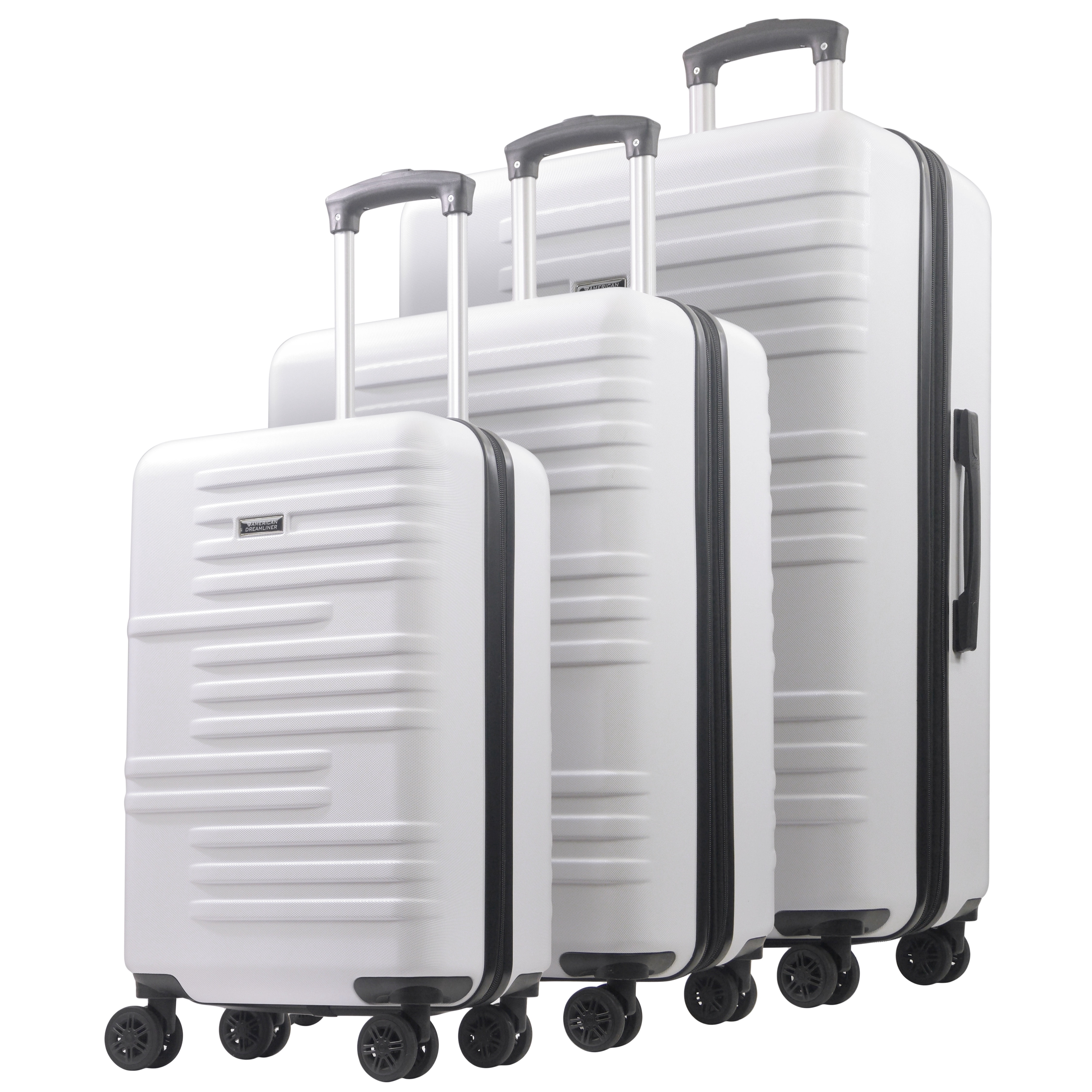 American Dreamliner 3 Piece Set Rolling Luggage, Hardshell Suitcases with Spinner Wheels, 22.5, 26.5, and 30 Inch, White