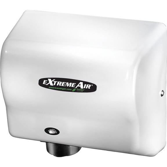 American Dryer ExtremeAir GXT Heated Hand Dryer, Flame Retardant ABS, 100-240V, White, GXT9