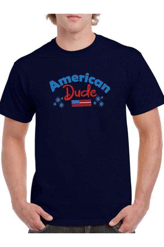 American Dude 4Th July T-Shirt Men -Image by Shutterstock, Male Large