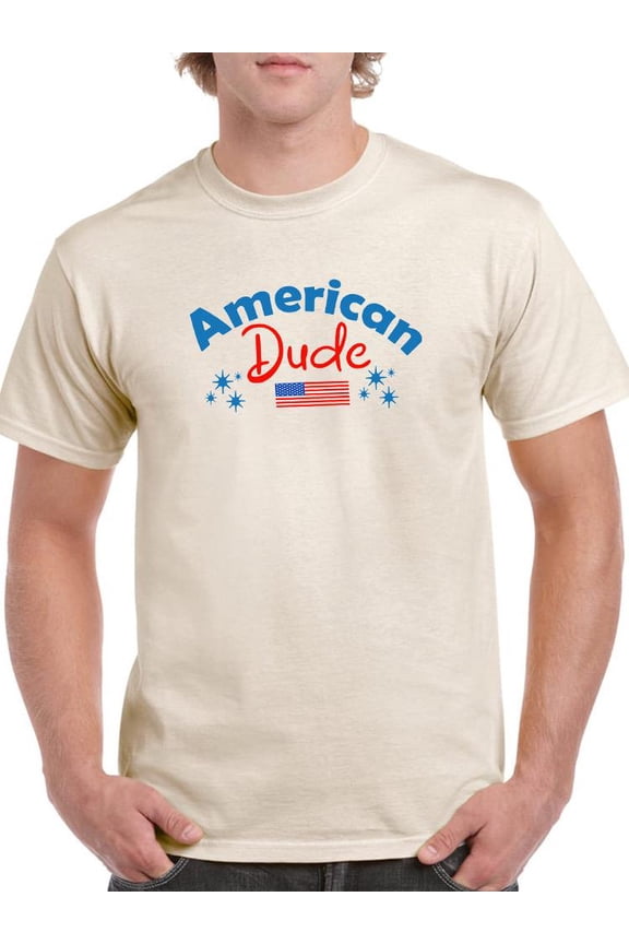 American Dude 4Th July T-Shirt Men -Image by Shutterstock, Male Medium