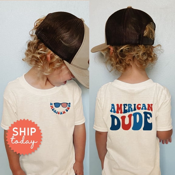 American Dude Toddler T Shirt, Independence Day Shirt, Kids Fourth Of July Shirt, Patriotic Tee For Kids, (Fbc-Jul18), New Born, Baby Shower Gift, New Parents Gift