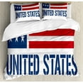 thumbnail image 1 of American Duvet Cover Set King Size, Stars and Stripes Flag Inspired Design with United States Lettering, Decorative 3 Piece Bedding Set with 2 Pillow Shams, Dark Blue Vermilion White, by Ambesonne, 1 of 3