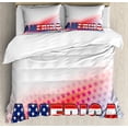 thumbnail image 1 of American Duvet Cover Set, USA Flag on America Stars Background Illustration Freedom Independence Liberty, Decorative 3 Piece Bedding Set with 2 Pillow Shams, Queen Size, Red Blue White, by Ambesonne, 1 of 3