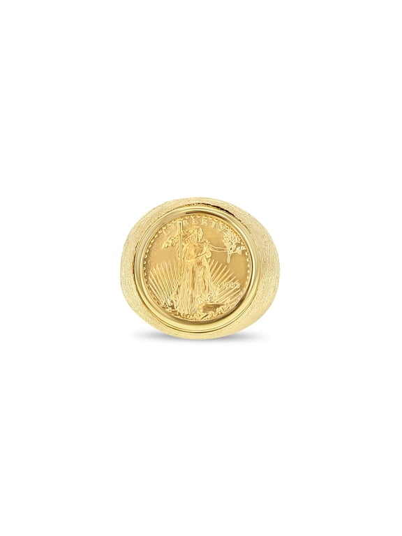American Eagle 1/10OZ Coin Ring with Bark Texture - Size 9