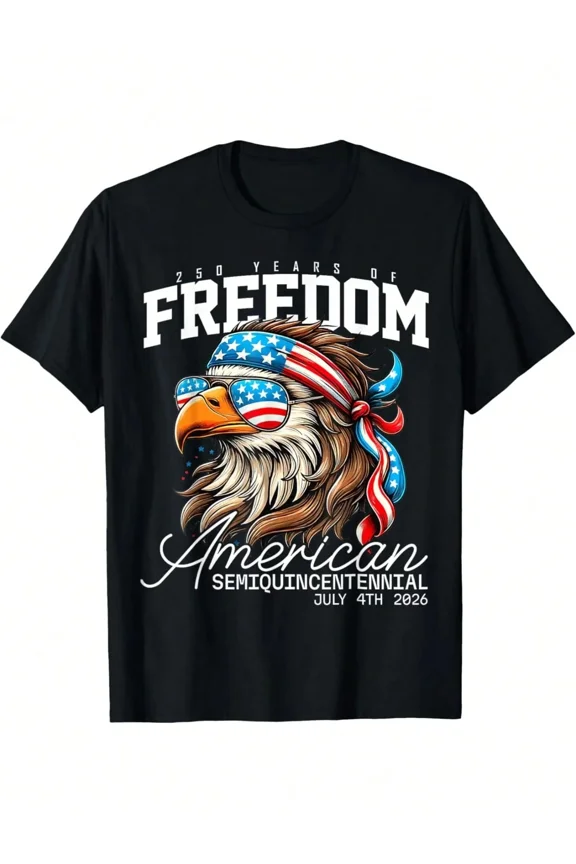 American Eagle 250 Years of Freedom Semiquincentennial July 4th 2026 Patriotic Graphic T-Shirt