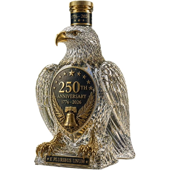 American Eagle 250th Anniversary Whiskey Decanter, 1776-2026 USA Patriotic Commemorative Bottle with Liberty Bell Emblem, Home Bar Display Decor, Gift for Veterans, Dad & History Lovers