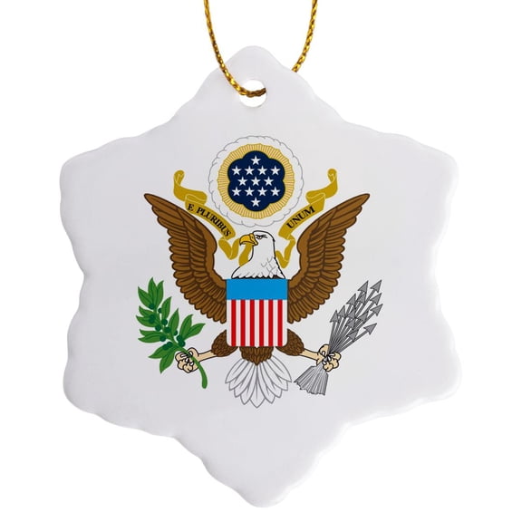 3drose, American Eagle, 3 inch Snowflake Porcelain Ornament