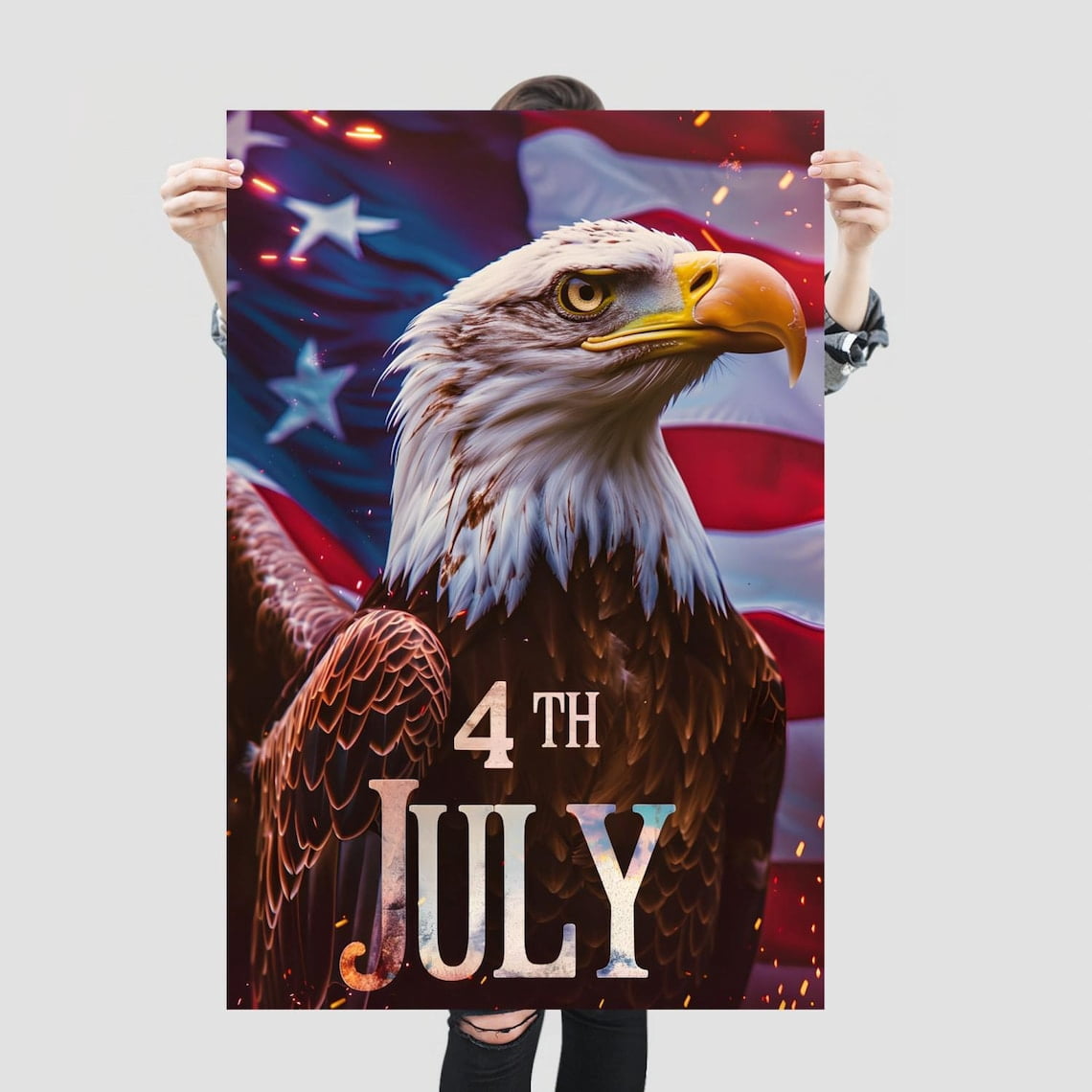 American Eagle 4th of July USA Flag Independence Day Decor Unframed ...