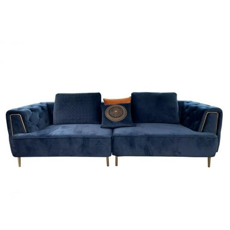 American Eagle AE-D832-RB-4S Chic Royal Blue Sofe Velvet Fabric Extra Long Sofa