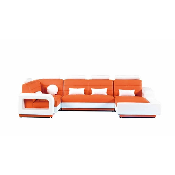 American Eagle AE-LD800L-ORG.W Orange/White Multi-Color Faux Leather Sectional