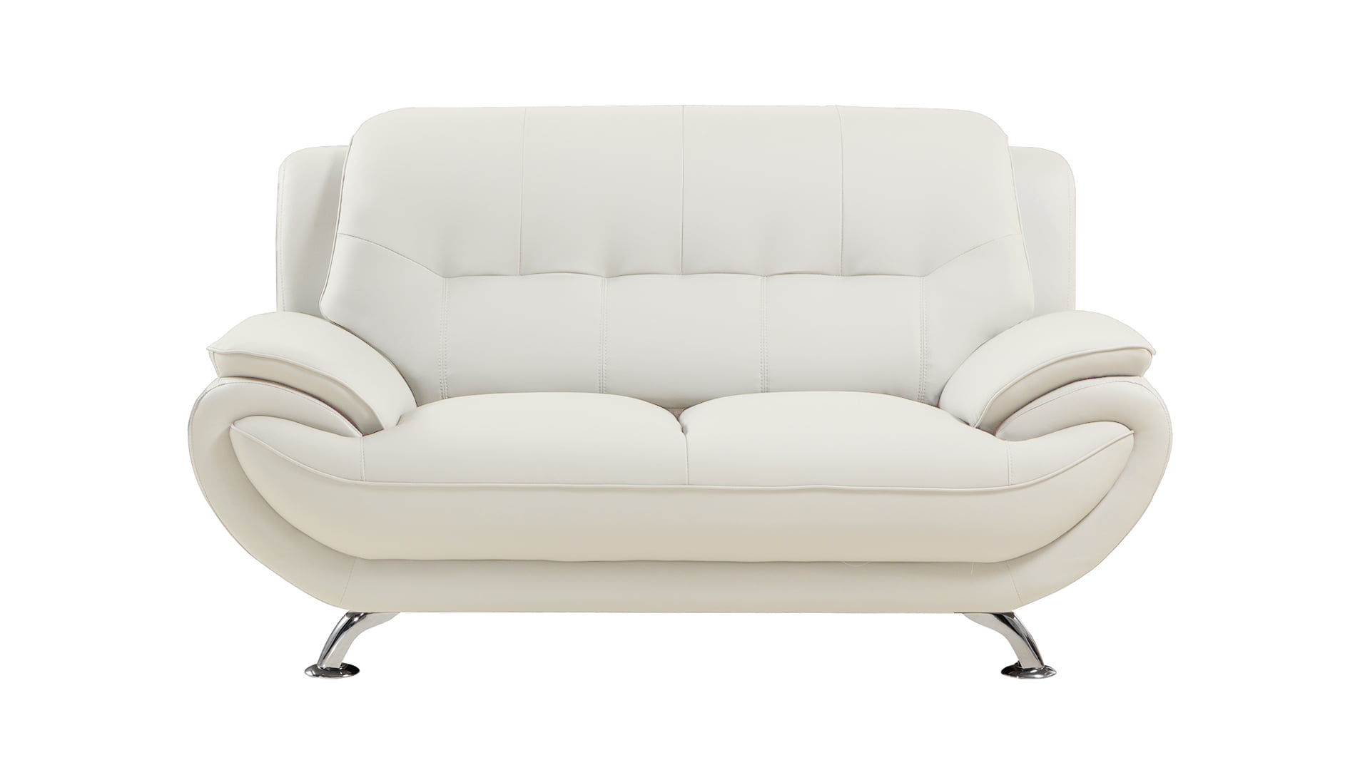 American Eagle AE208-IV-LS Modern Contemporary Ivory Faux Leather Loveseat