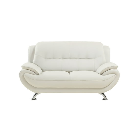 American Eagle AE208-IV-LS Modern Contemporary Ivory Faux Leather Loveseat