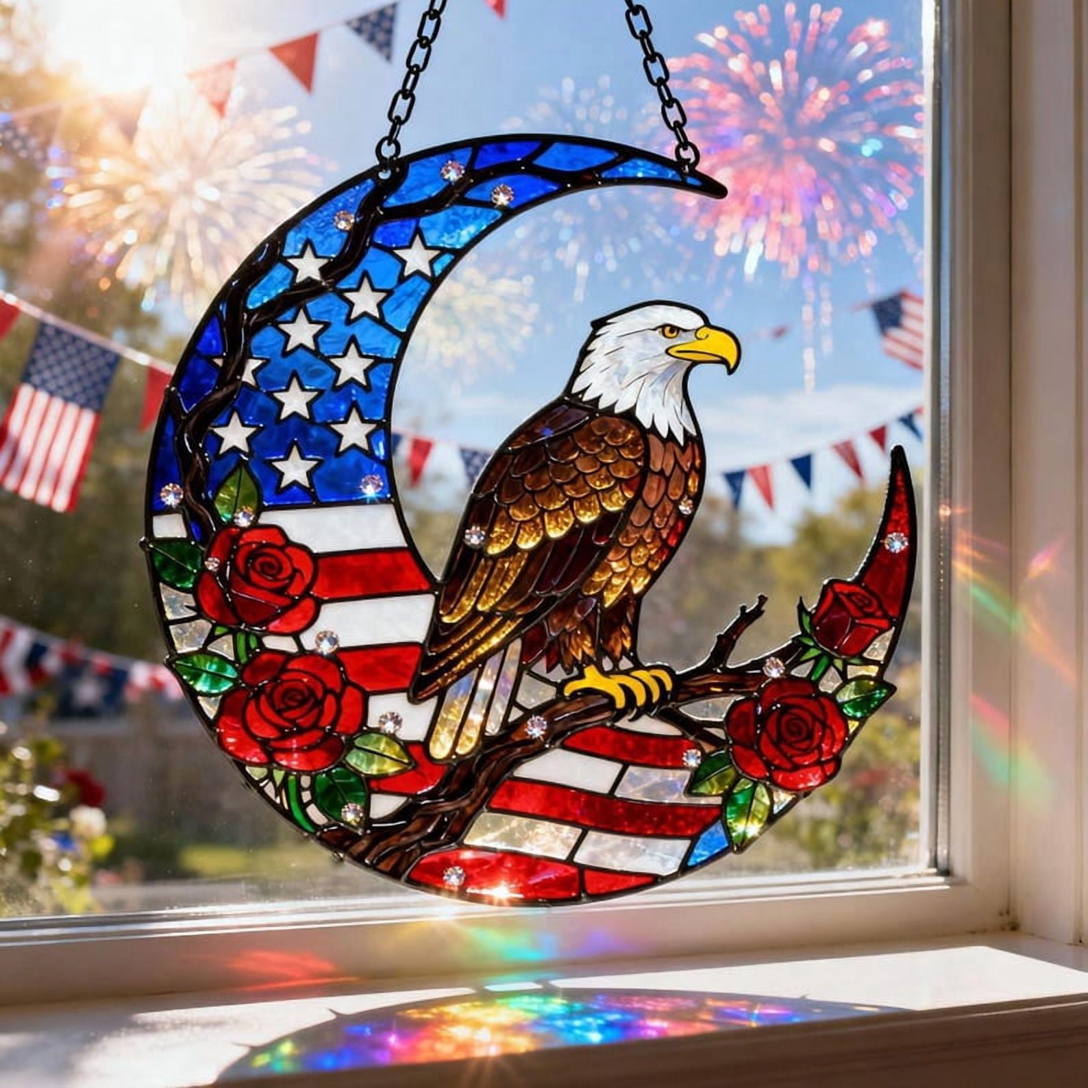 American Eagle Acrylic Suncatcher 250th Anniversary Patriotic Window ...