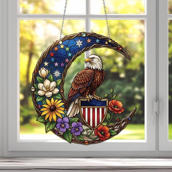 American Eagle Acrylic Suncatcher USA 250th Anniversary Patriotic Window Hanging Independence Gift