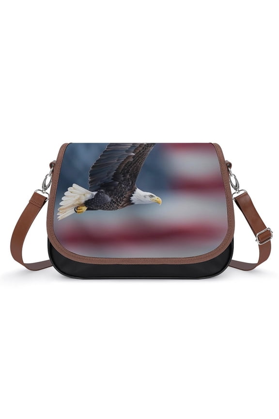 American Eagle, American Flag Vintage Crossbody Bag for Women Medium Leather Hobo Bags Shoulder Bag Classic City Leather Satchels