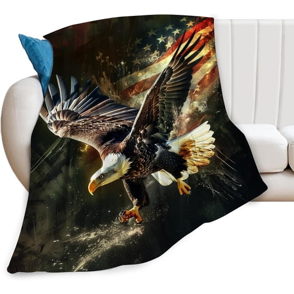 American Eagle Blanket Bald Eagle Throw Blanket Eagle Gifts and Decor American Flag Blanket for Girls Women Boys Men Soft Warm Cozy Fleece Blanket for Couch Sofa \u200bBed 50"x40"