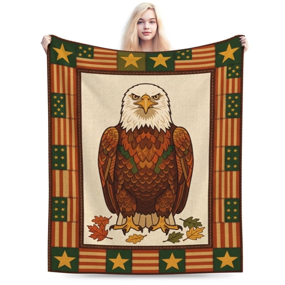 American Eagle Blanket, Patriotic Eagle Design Flannel Throw Blanket, Soft Cozy Blanket for Sofa, Couch, Bed, Home Decor, Gift 50"x40"