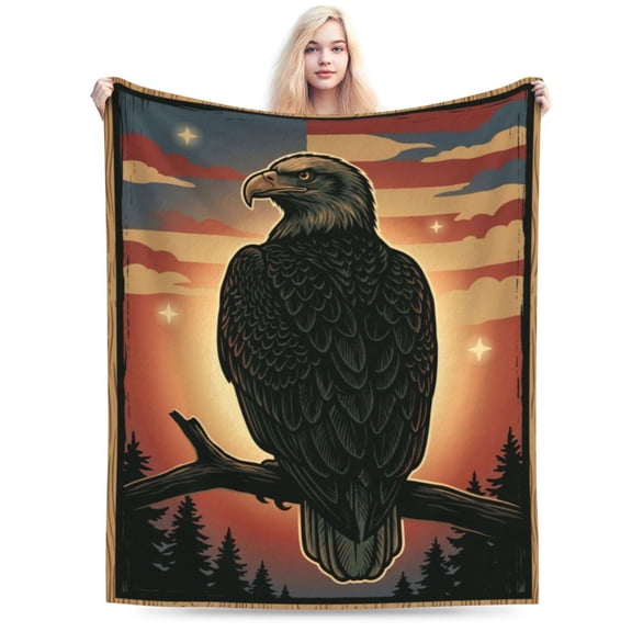 American Eagle Blanket, Patriotic Eagle Design Flannel Throw Blanket, Soft Cozy Blanket for Sofa, Couch, Bed, Home Decor, Gift 50x40