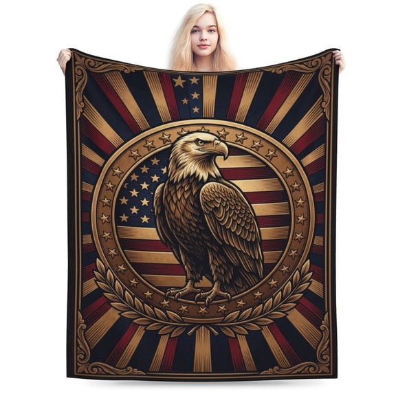 American Eagle Blanket, Patriotic Eagle Design Flannel Throw Blanket, Soft Cozy Blanket for Sofa, Couch, Bed, Home Decor, Gift 50x40