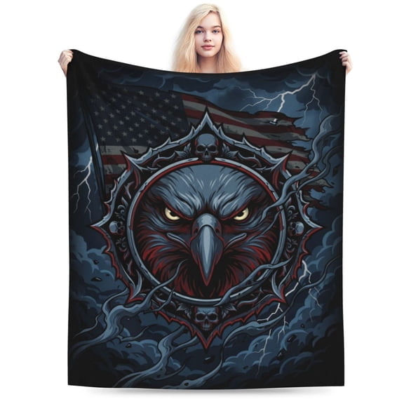 American Eagle Blanket, Patriotic Eagle Design Flannel Throw Blanket, Soft Cozy Blanket for Sofa, Couch, Bed, Home Decor, Gift 50x40