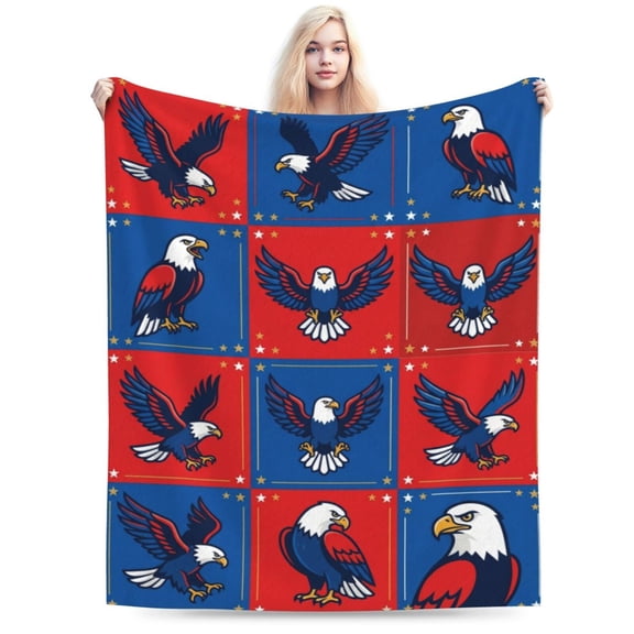 American Eagle Blanket, Patriotic Eagle Flannel Throw Blanket, Super Soft Cozy Warm Blanket for Sofa, Couch, Bed, Home Decor, Independence Day Gift 50x40