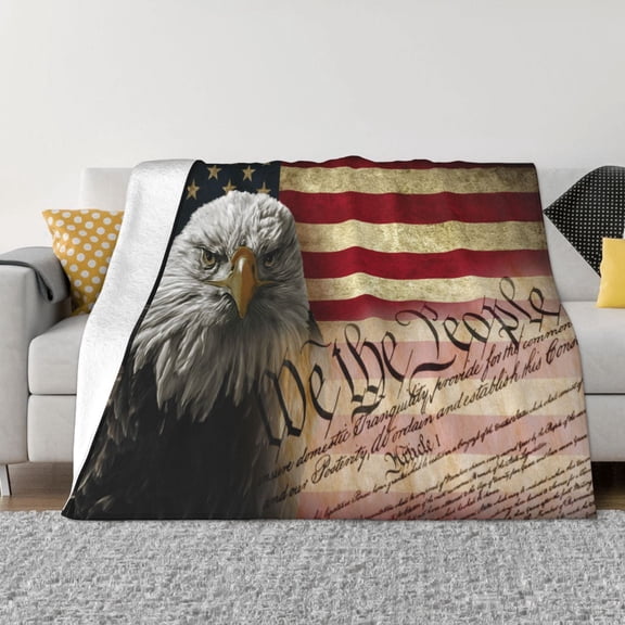 American Eagle Blanket Soft and Warm Cozy Flannel Lightweight Throw Blanket for Couch Sofa Bed 80x60