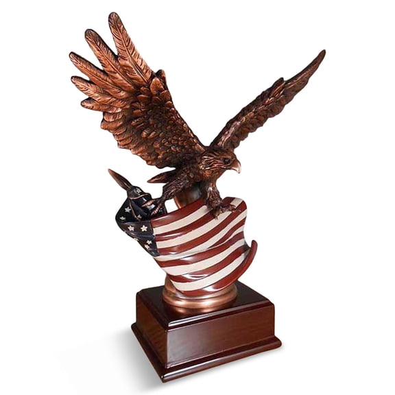 American Eagle Clutching Flag Medium Statue