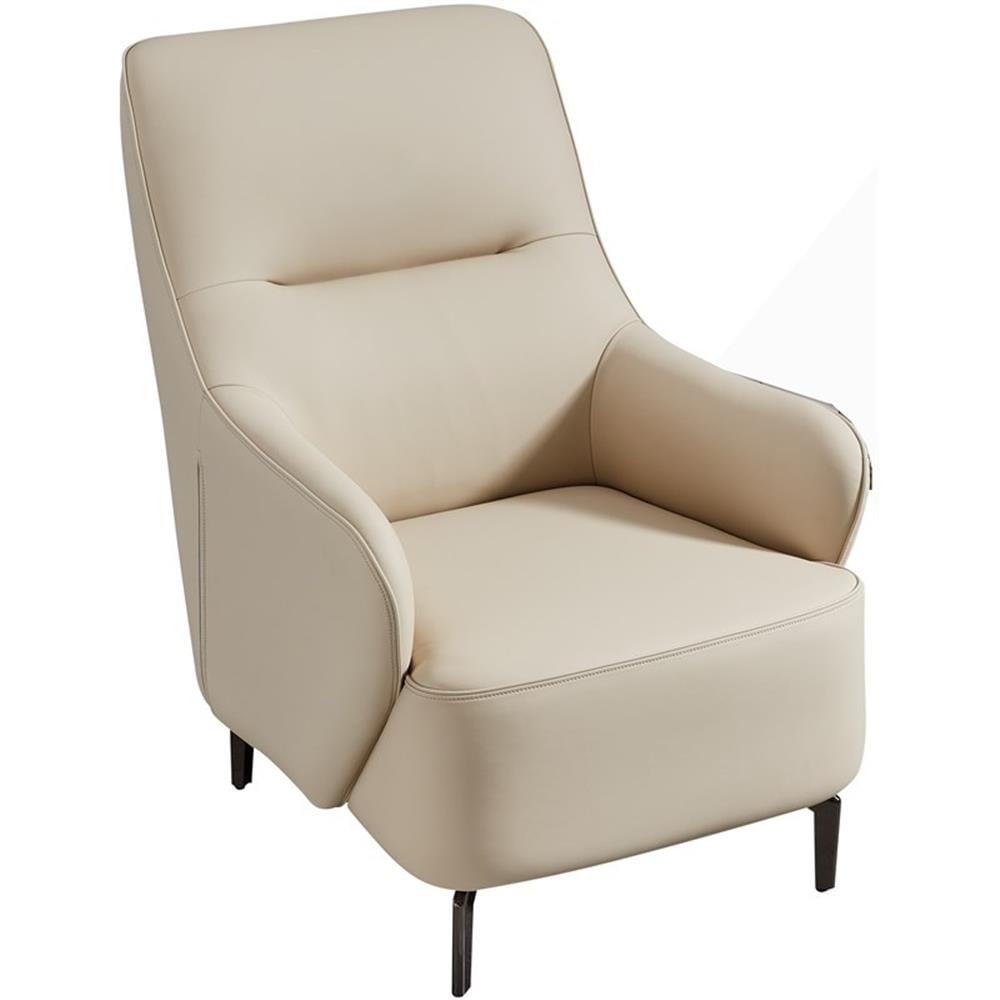 American Eagle EK-1018 Modern Cream Italian Top Grain Leather Accent Chair