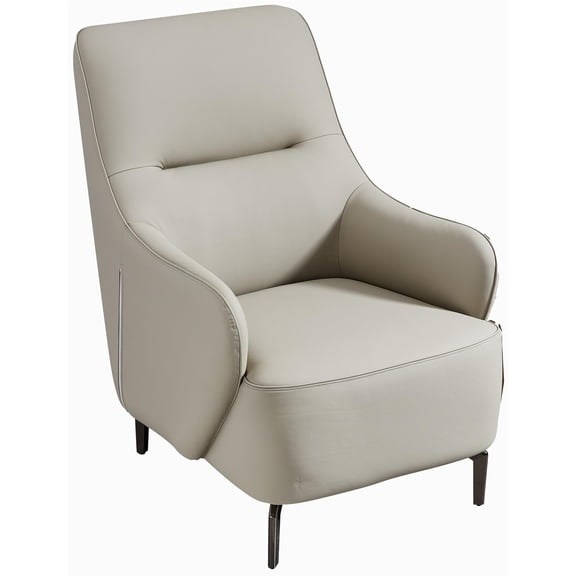 American Eagle EK-1018 Modern Light Gray Italian Top Grain Leather Accent Chair