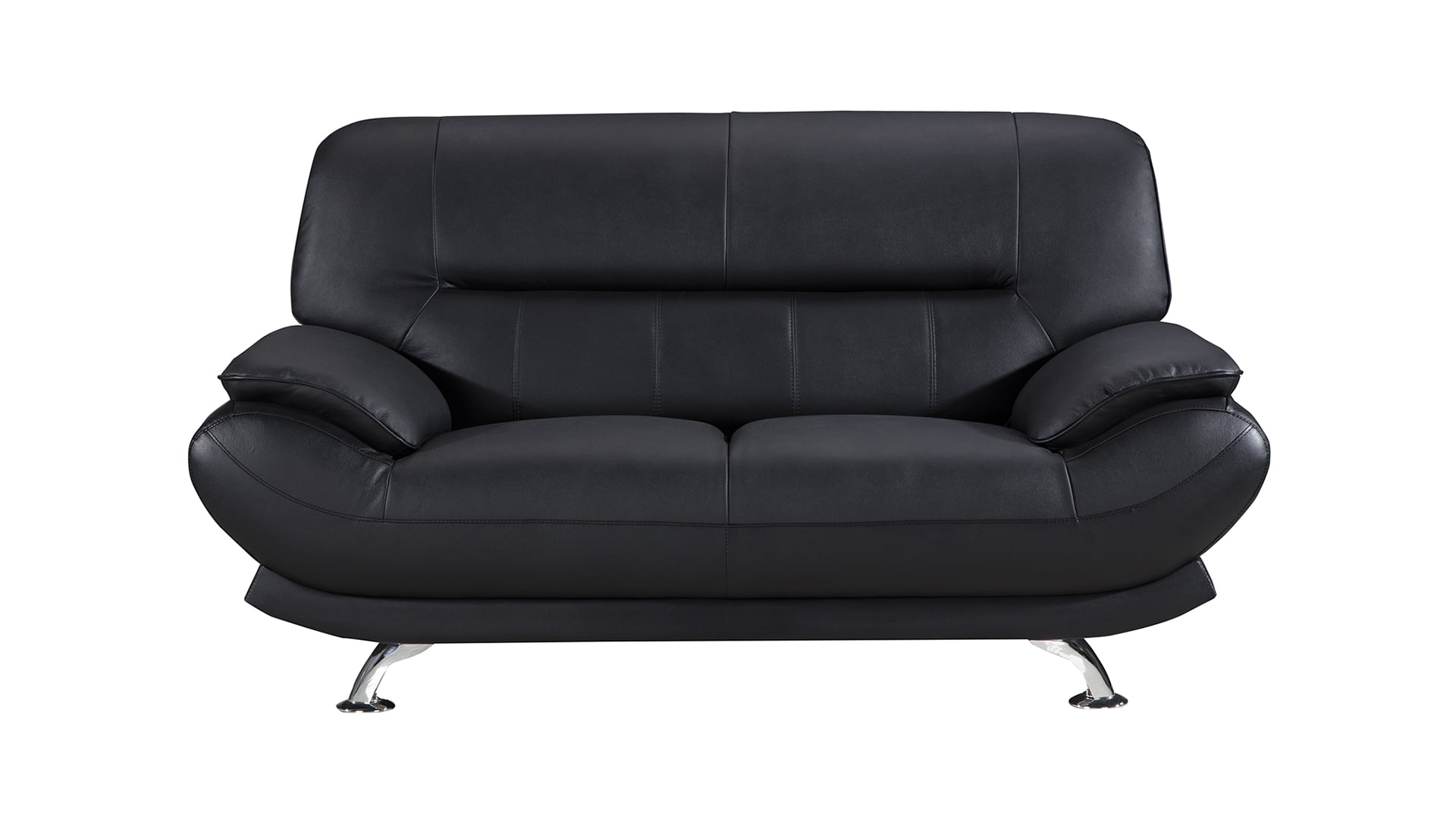 American Eagle EK-B118 Modern Contemporary Black Genuine Leather Loveseat