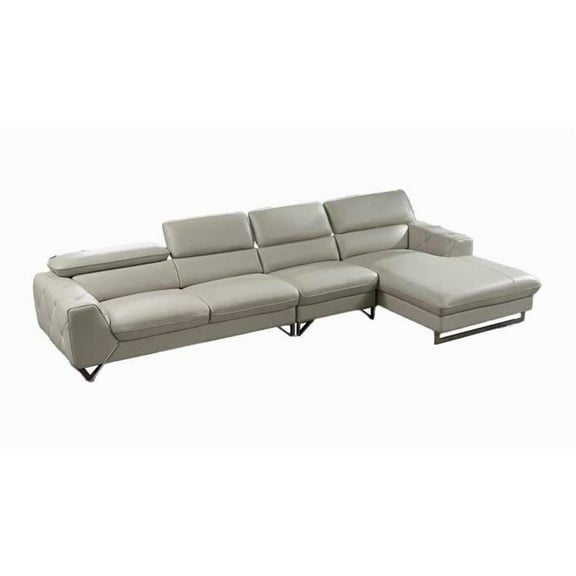 American Eagle EK-L030L-LG Light Gray Top Grain Leather Sectional Sofa Set
