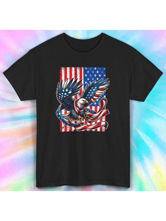 Flag T-Shirt | Patriotic USA Bald Eagle Tee | S-5XL