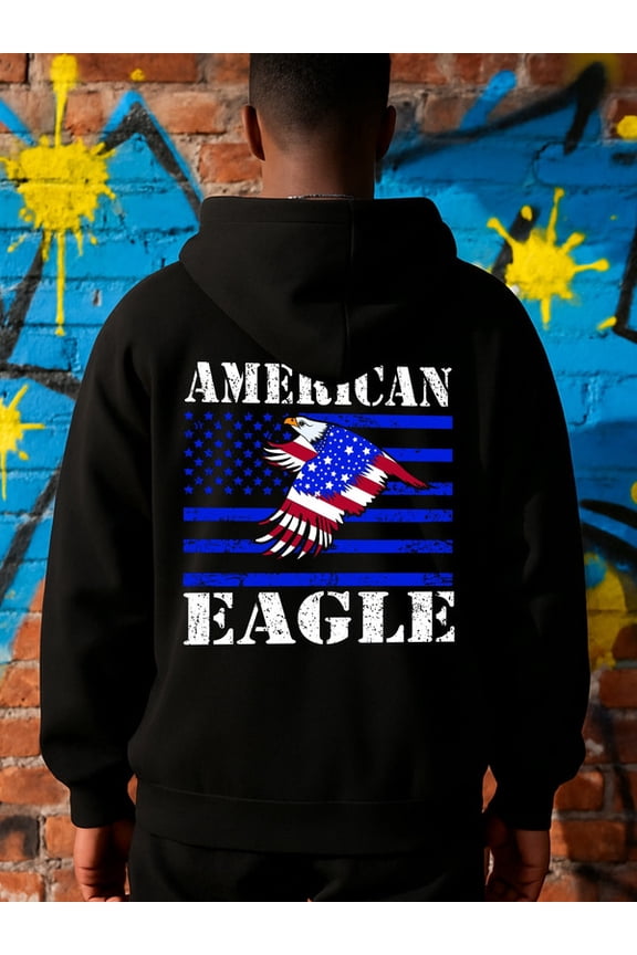 American Eagle Flag sweatshirt Veteran mens hooded sweatshirt black Regular Fit, Everyday Comfort, Comfortable Casualwear, Urban Style, vintage graphic for dad Basic Unisex hoodie
