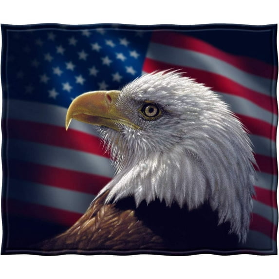 American Eagle Fleece Blanket for Bed, 50" x 60" Eagle Fleece Throw Blanket for Men, Women and Kids - Super Soft Plush Eagle Blanket Throw Print Blanket for Eagle Lovers