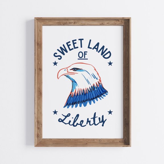 American Eagle Fourth Of July Wall Art Print, Vintage Americana Celebration And Home Decor