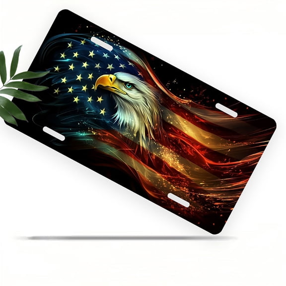 American Eagle Front License Plate, Metal License Plate, Funny Standard Plates Personalized Novelty Decorative For Men/Women/Boys/Girls Car 6×12 Inch